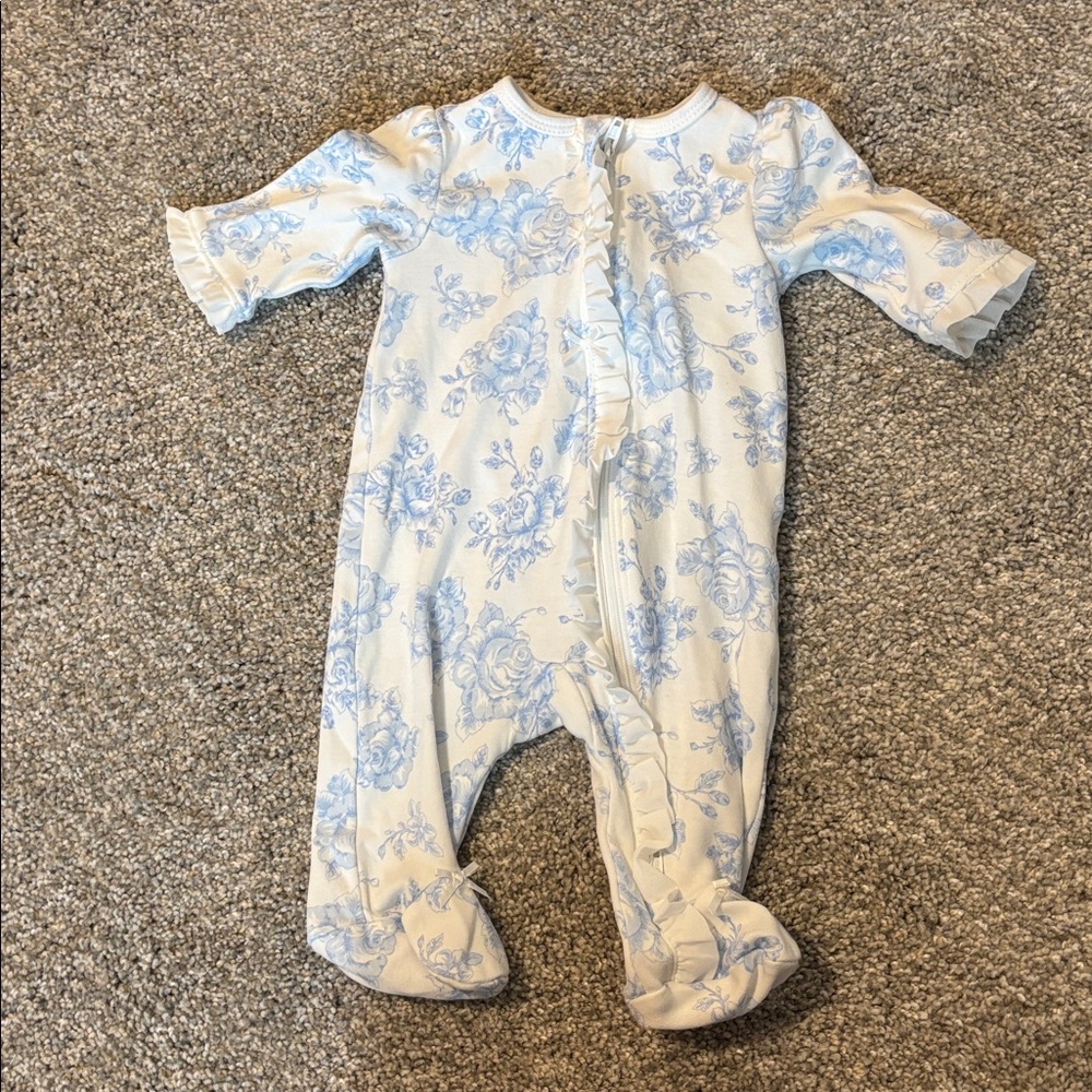 Little Me Blue and White Baby Onesie